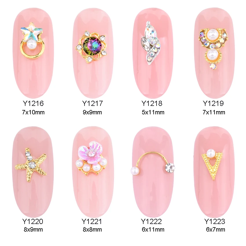 10pcs 3d nail gem Satr rainbow stones nails decoration Satrfish flower pearl designs nailart rhinestones crystal jewelry Y1216