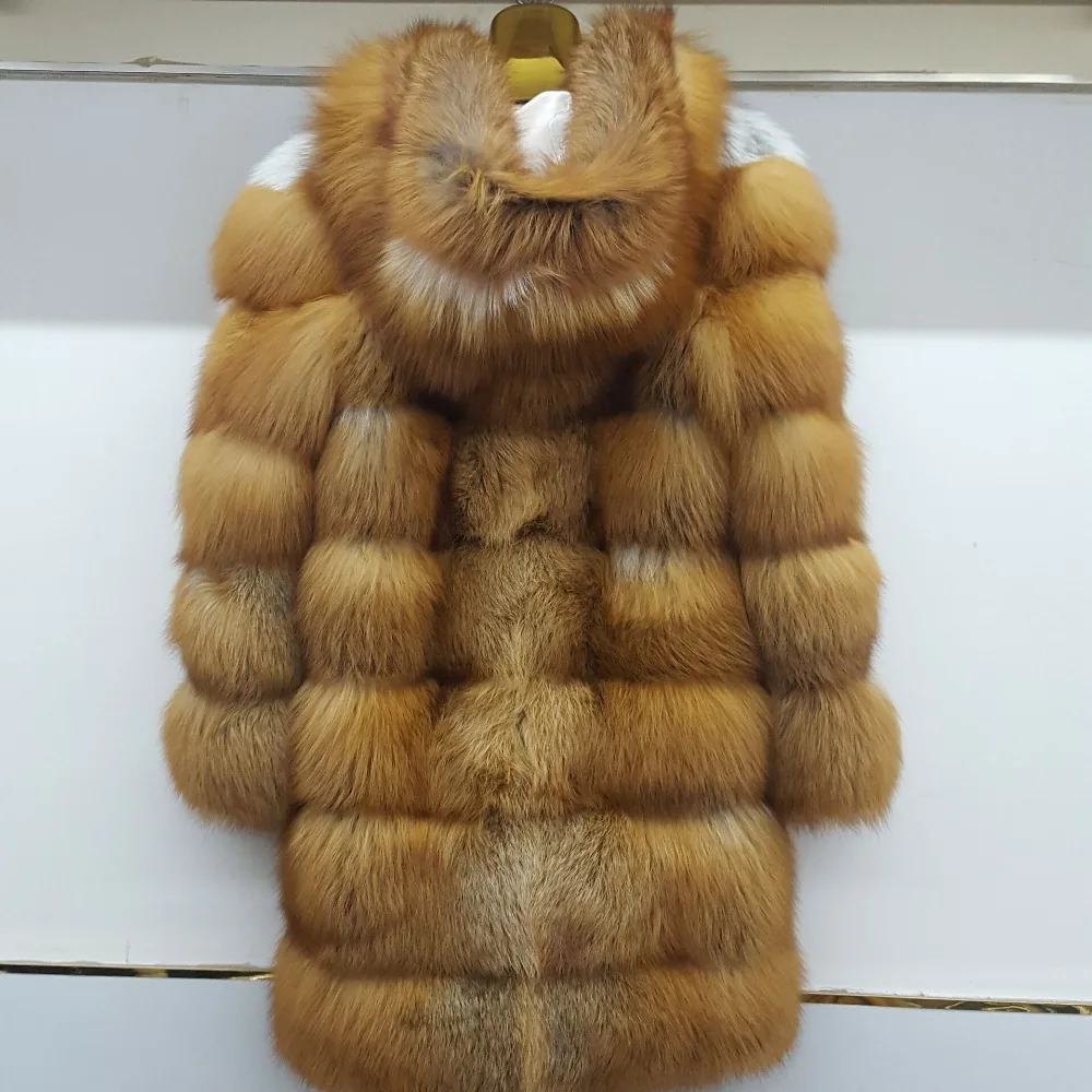 Новое Брендовое длинное пальто из лисьего меха модное женское