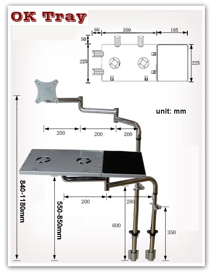 OK730 поднос прикроватный монитор держатель клавиатуры складной вращение на 360