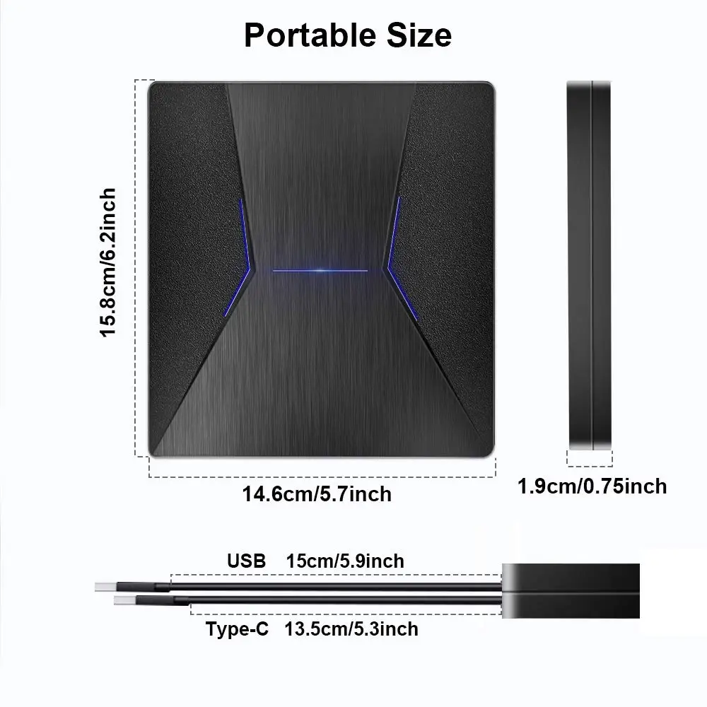 YiYaYo Внешний DVD привод USB 3 0 Type C 7 цветов свет CD/DVD +/ RW горелки Писатель плеер для