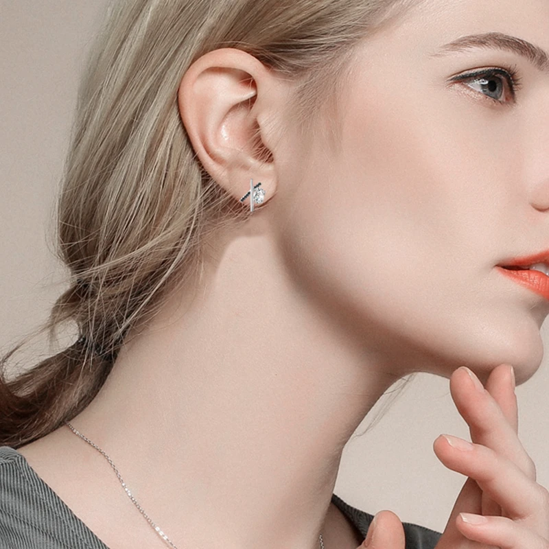 Женские серьги гвоздики из серебра 100% пробы с черной шпинелью|stud earrings|earrings forearrings