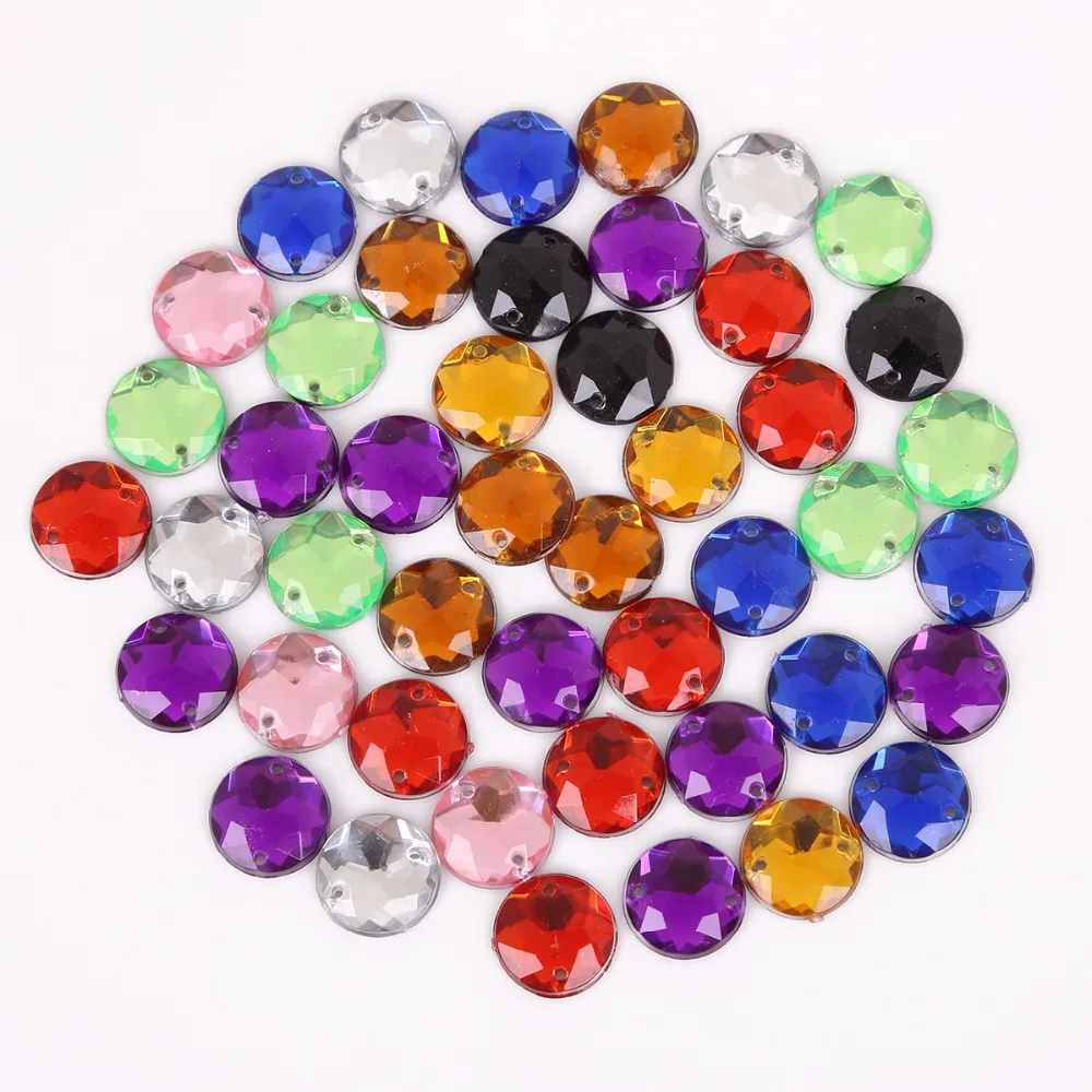 Стразы круглые акриловые с 2 отверстиями 12 мм 50 шт./лот | Дом и сад