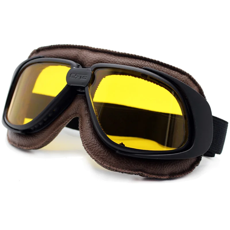 Yellow Goggles Nordson мотоциклетные очки шлем мотоциклетные очки стекло Винтаж пилот байкер кожа мото велосипед очки ATV - Цвет: Yellow Goggles