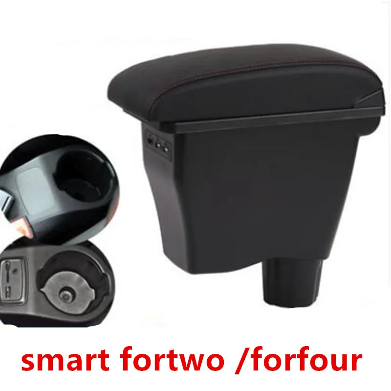Black red line Для smart fortwo подлокотник коробка Универсальная автомобильная центральная консоль smart forfour caja модификация двойной поднятый с usb без сборки - Название цвета: Black red line