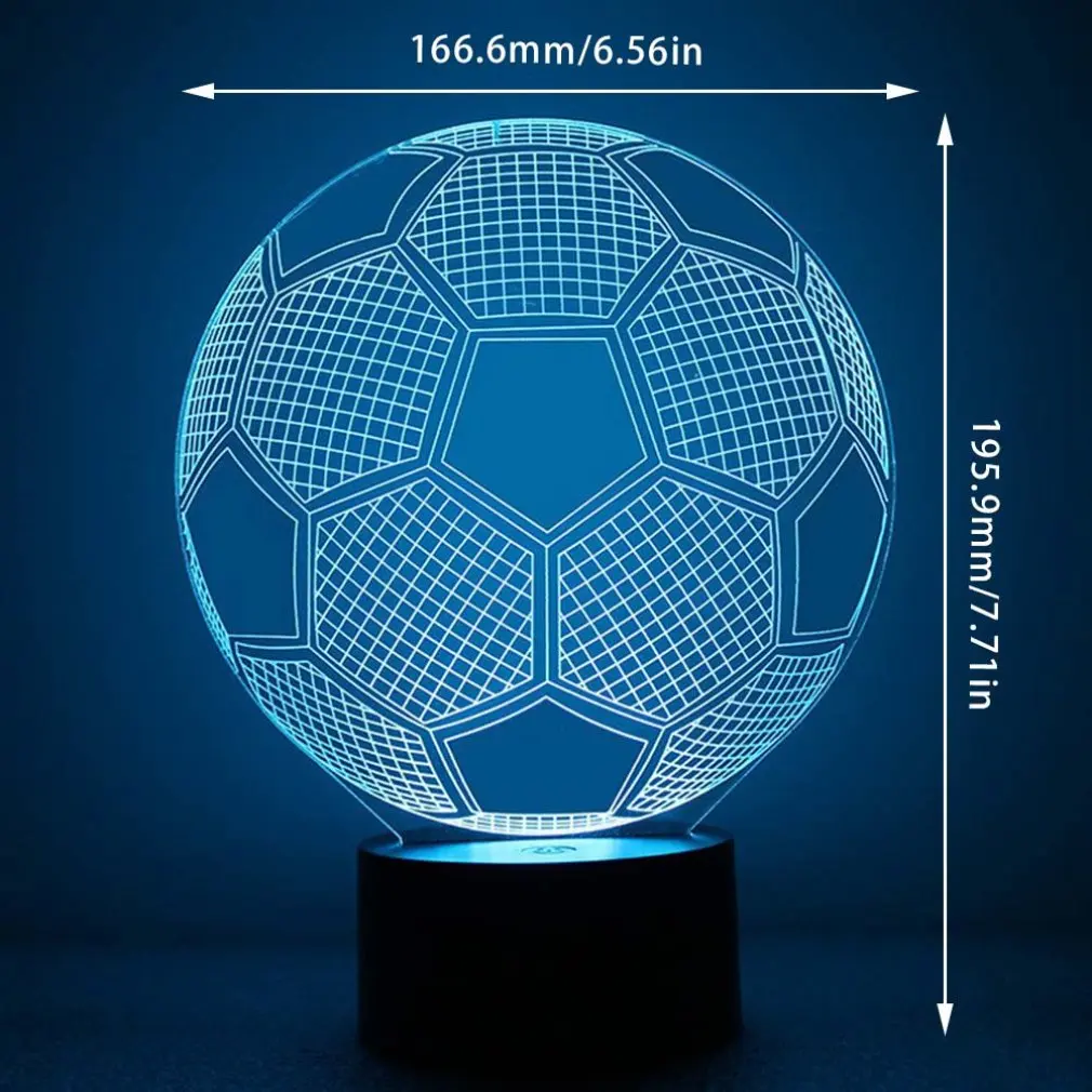 Цветной 3D ночник футбол Уход за глазами светодиодный светильник прикроватная