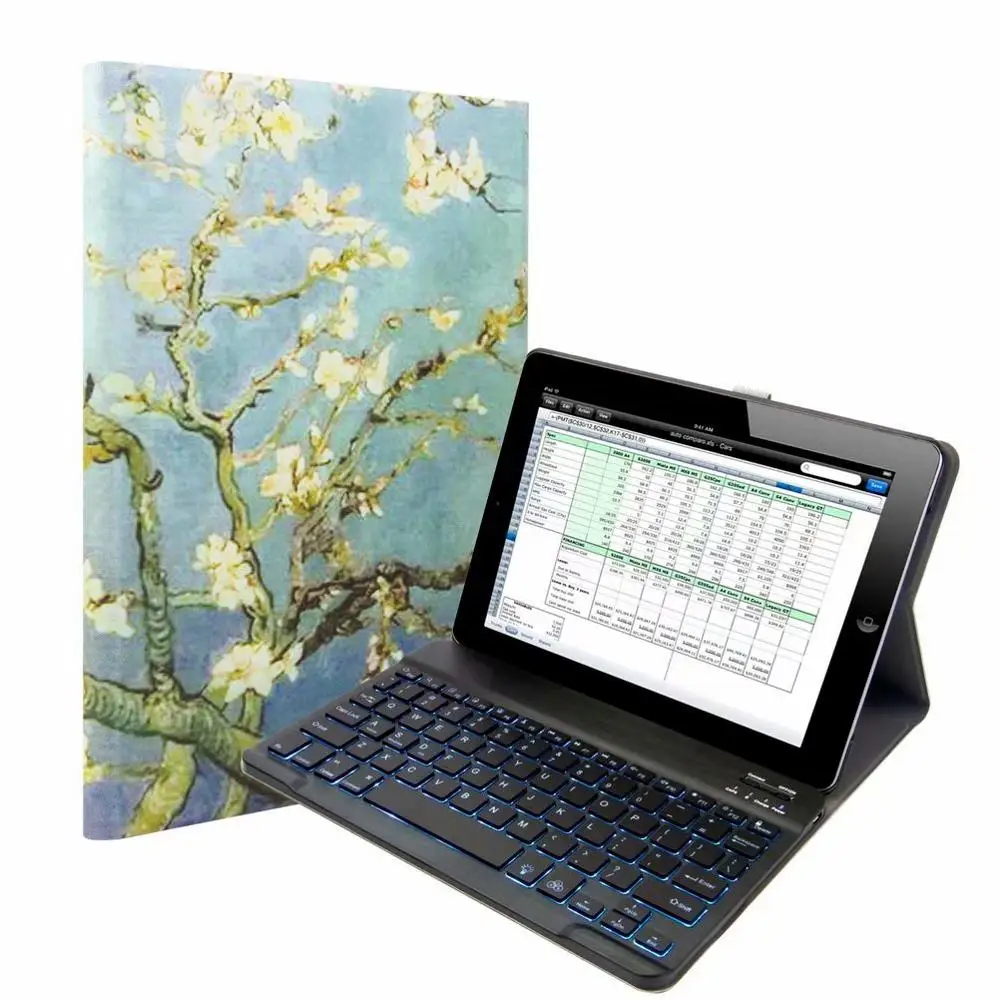 With 7 colors Light Чехол-клавиатура для Apple iPad 9,7 Air 1 2 Pro 9,7 планшетная клавиатура Bluetooth чехол с разделяемой подсветкой - Цвет: With 7 colors Light