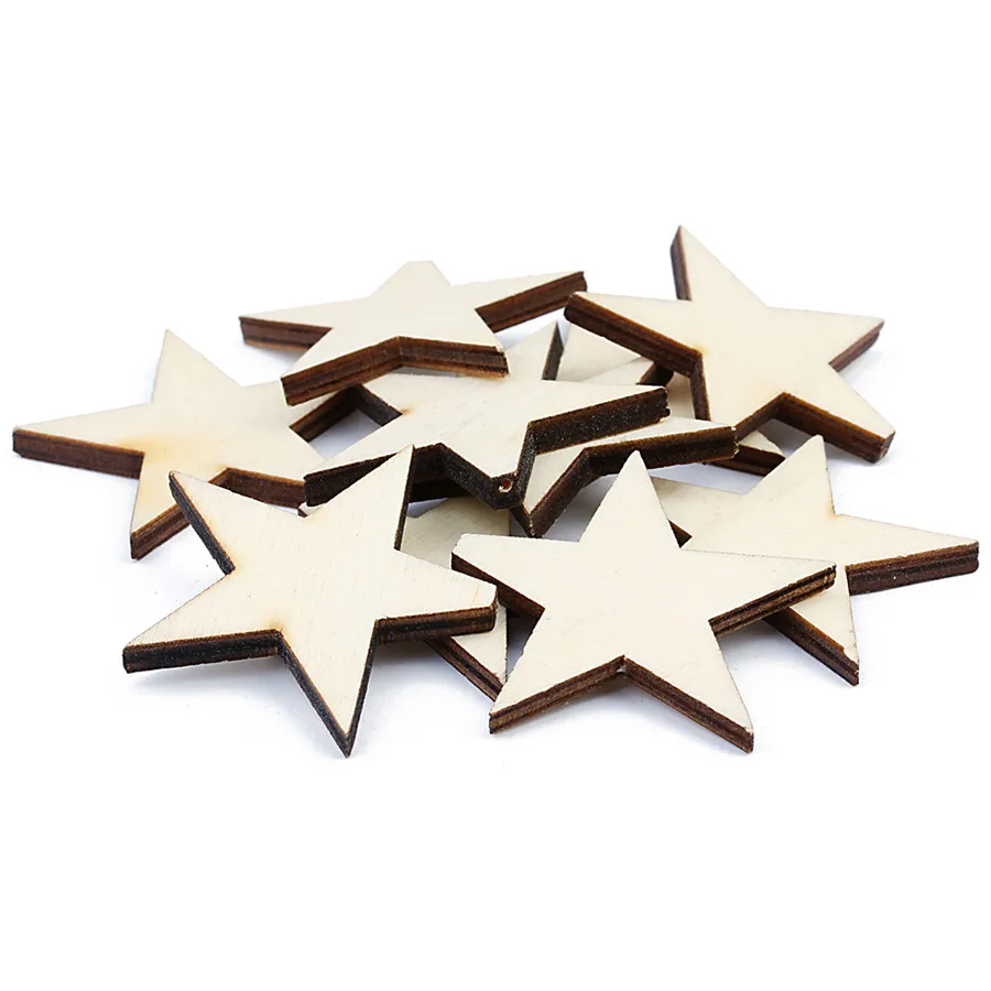 SAUVOO 50pcs Big Wood Star Charms Beads Dia 25mm 40mm Hole 1.5mm fit Pendant Necklace Bracelet DIY Jewelry Making Findings | Украшения и