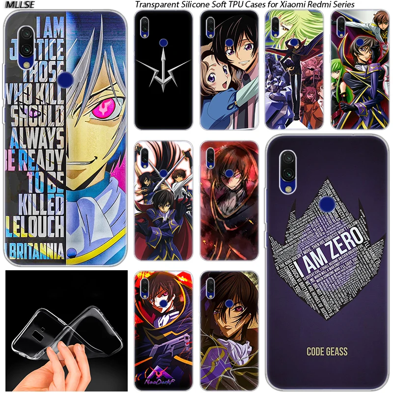 Мягкий силиконовый чехол с аниме кодом Geass Letouch для Xiaomi Redmi K20 7 7A 5 5Plus 6 6A S2 Note 8
