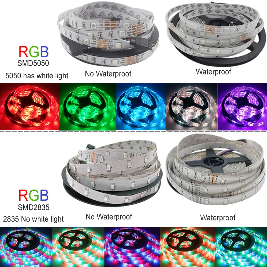 Гибкая светодиодная лента RGB 5050 SMD 2835 Светильник та SMD2835 RGBW без whit с адаптером DC12V US