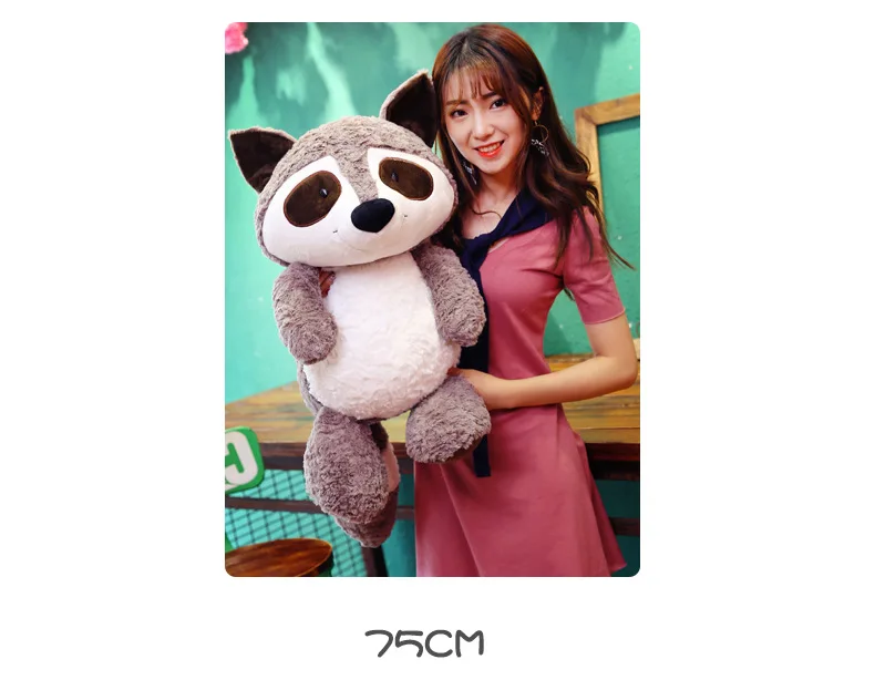 

new style cute raccoon plush toy large 75cm cartoon raccoon soft doll hugging pillow birthday gift w2149