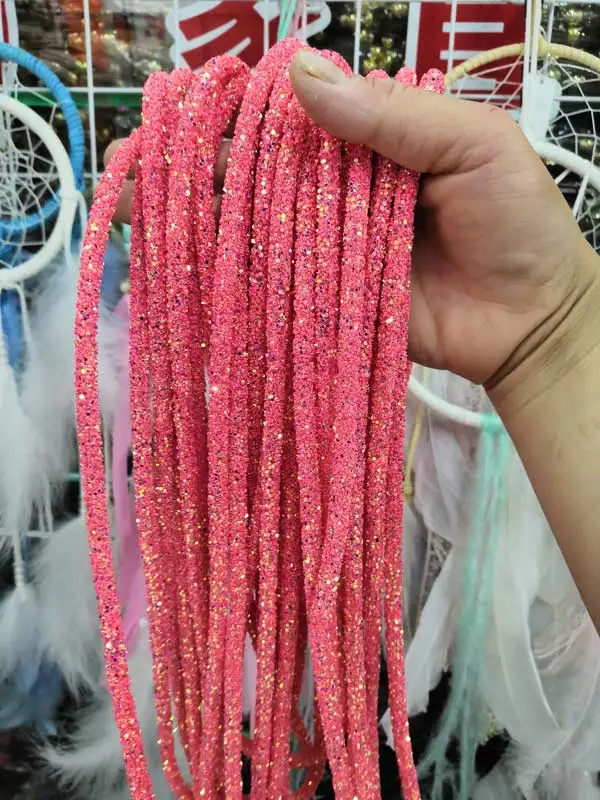 Sequins peach 1 ярд/лот Мягкая трубка ювелирный шнур веревка с смолы Стразы/браслет из блесток и ожерелье шнур диаметром 6 мм с 2 мм отверстие для DIY ремесло - Цвет: Sequins peach