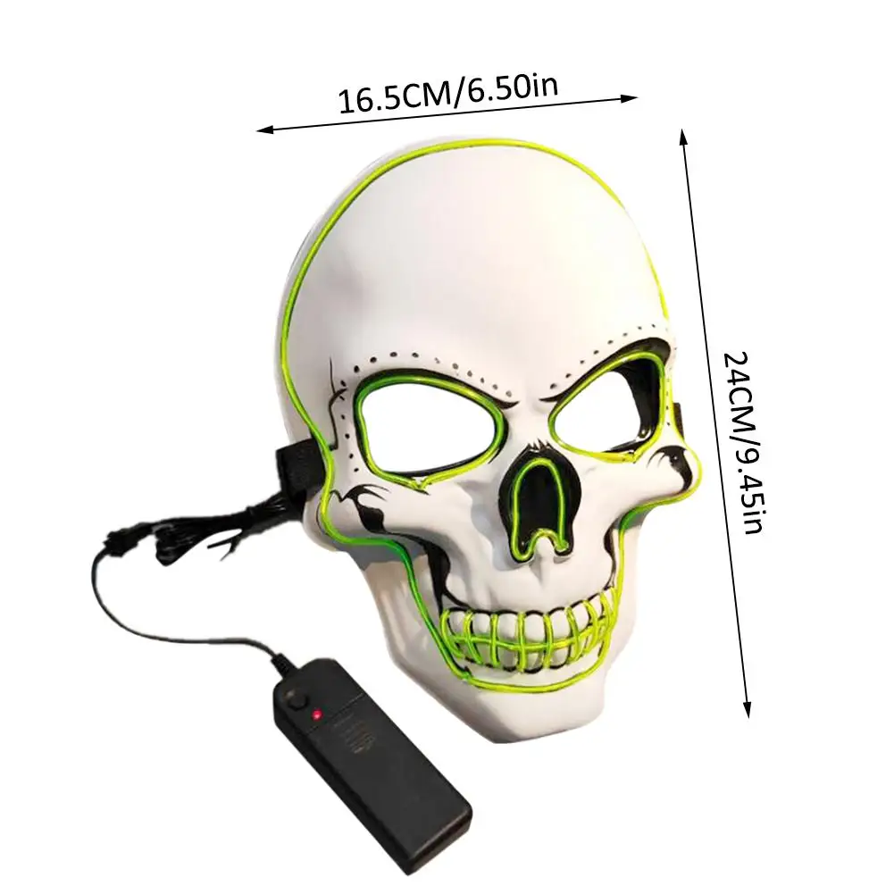 white ghost head glowing mask Horror Ghost Head Luminous Fluorescent Mask for Costume Party Cosplay Halloween Parties#4O