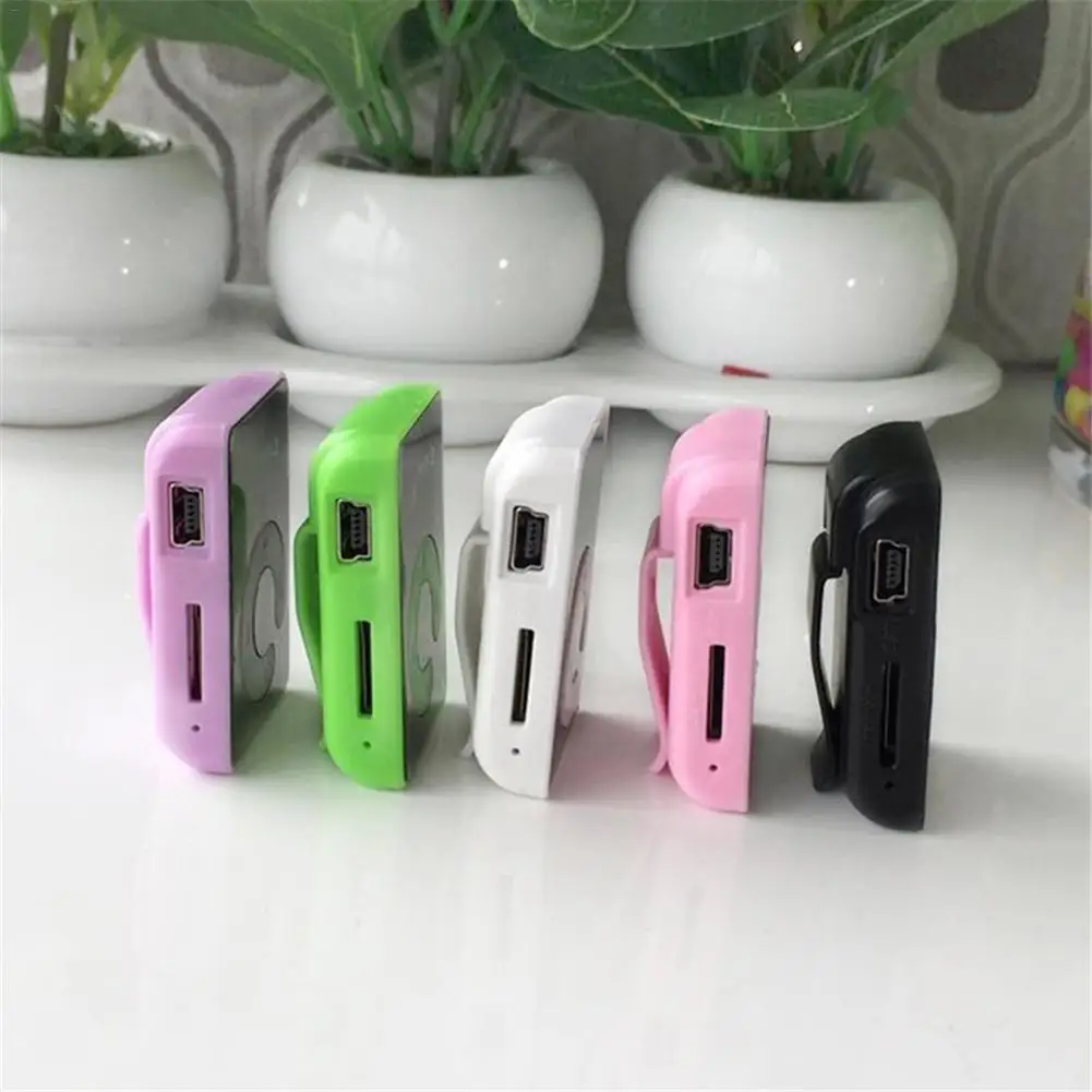 6 цветов зажимы мини MP3 плеер Поддержка 8 ГБ TF карта с USB кабелем и наушниками