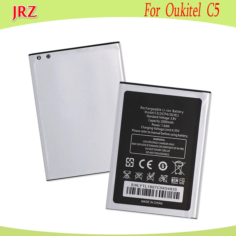 JRZ 3 8 в 2000 мАч аккумулятор для телефона Oukitel C5 сменные батареи высокой емкости