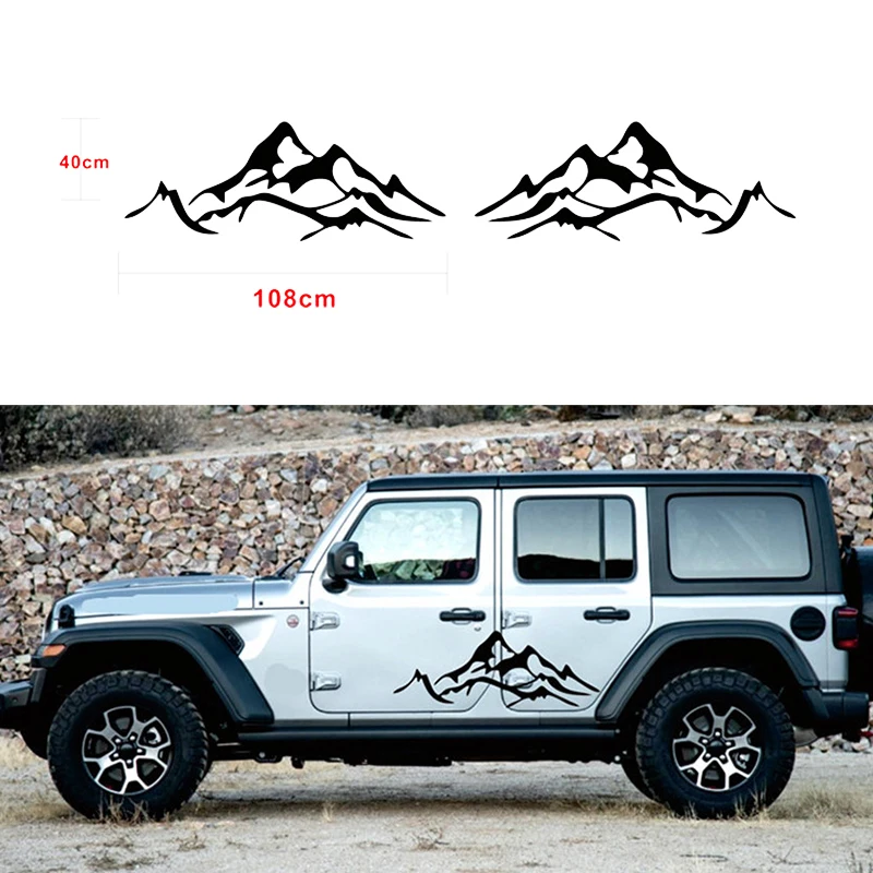 

2X Mountain Graphic Car Fender Side Decal for Jeep Wrangler Rubicon Sahara KU-54
