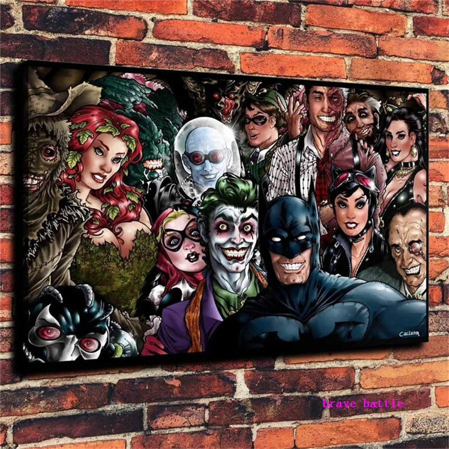 Бэтмен Женщина-кошка Харли Куинн Джокер Холст Картина Печать Гостиная домашний