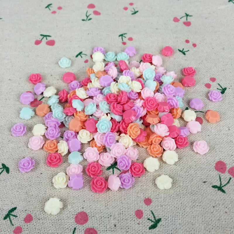 200 шт. смешанные цвета плоская задняя часть цветок из смолы кавайный кабошон