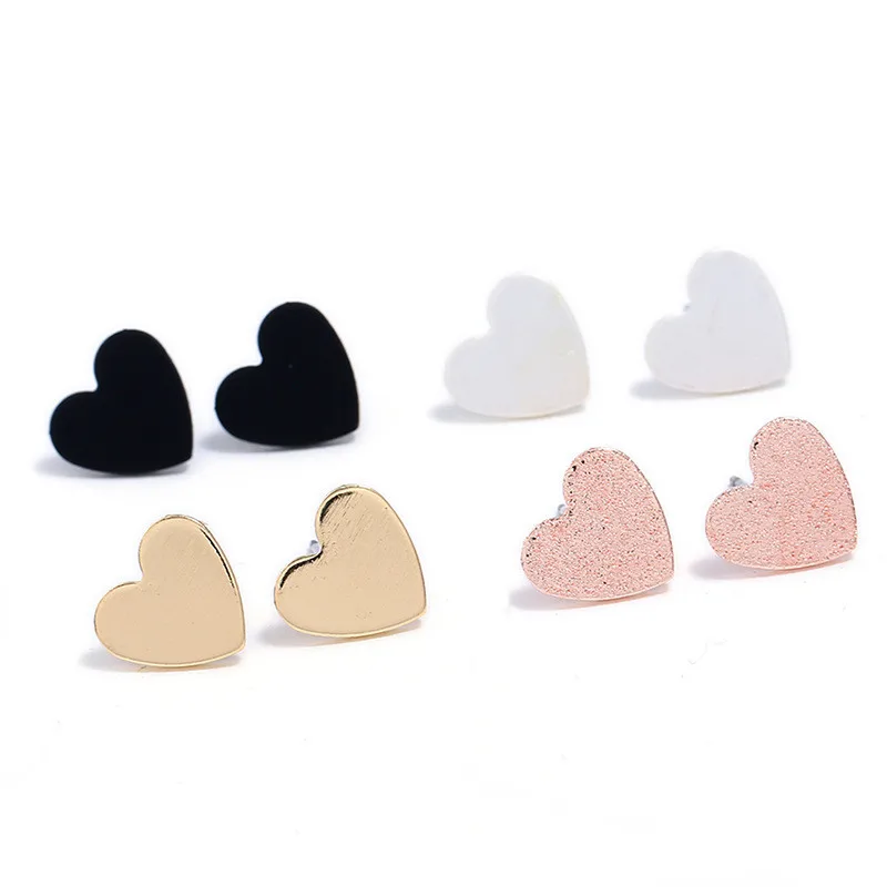 Женские серьги гвоздики с сердечками 4 пары/компл.|heart stud earrings|fashion earringsstud earrings |