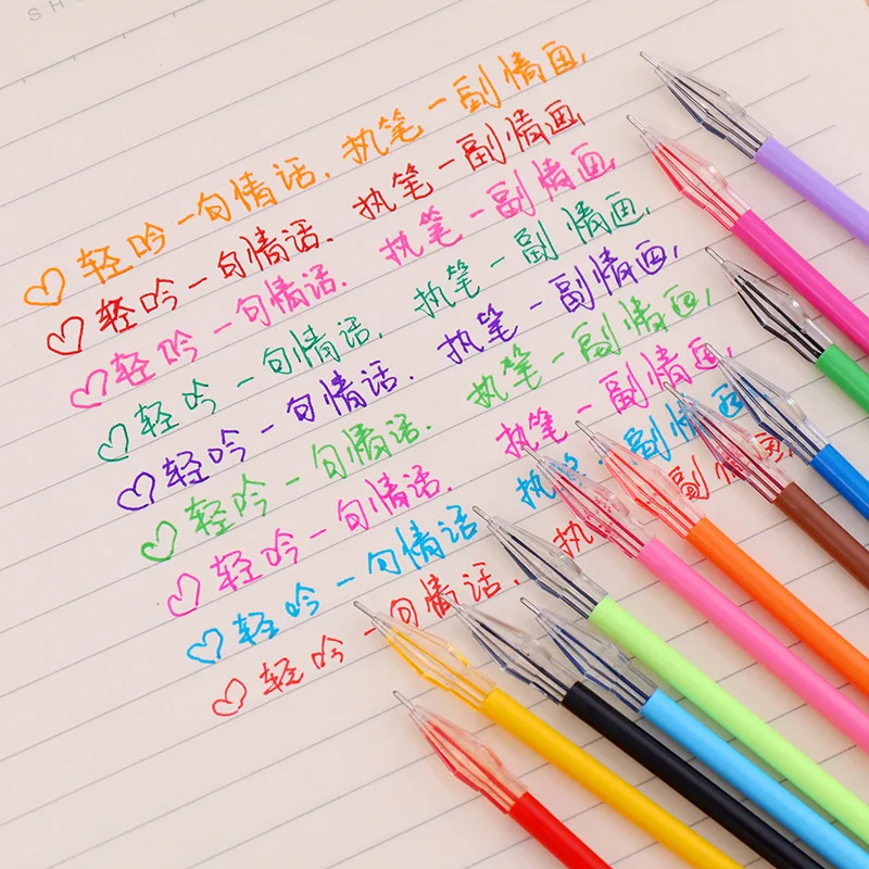 

EZONE 12PCS/Set Fresh Candy Color Diamond Color Gel Pen Creative Student Gift School Supplies Colored Pen Refills Stationery