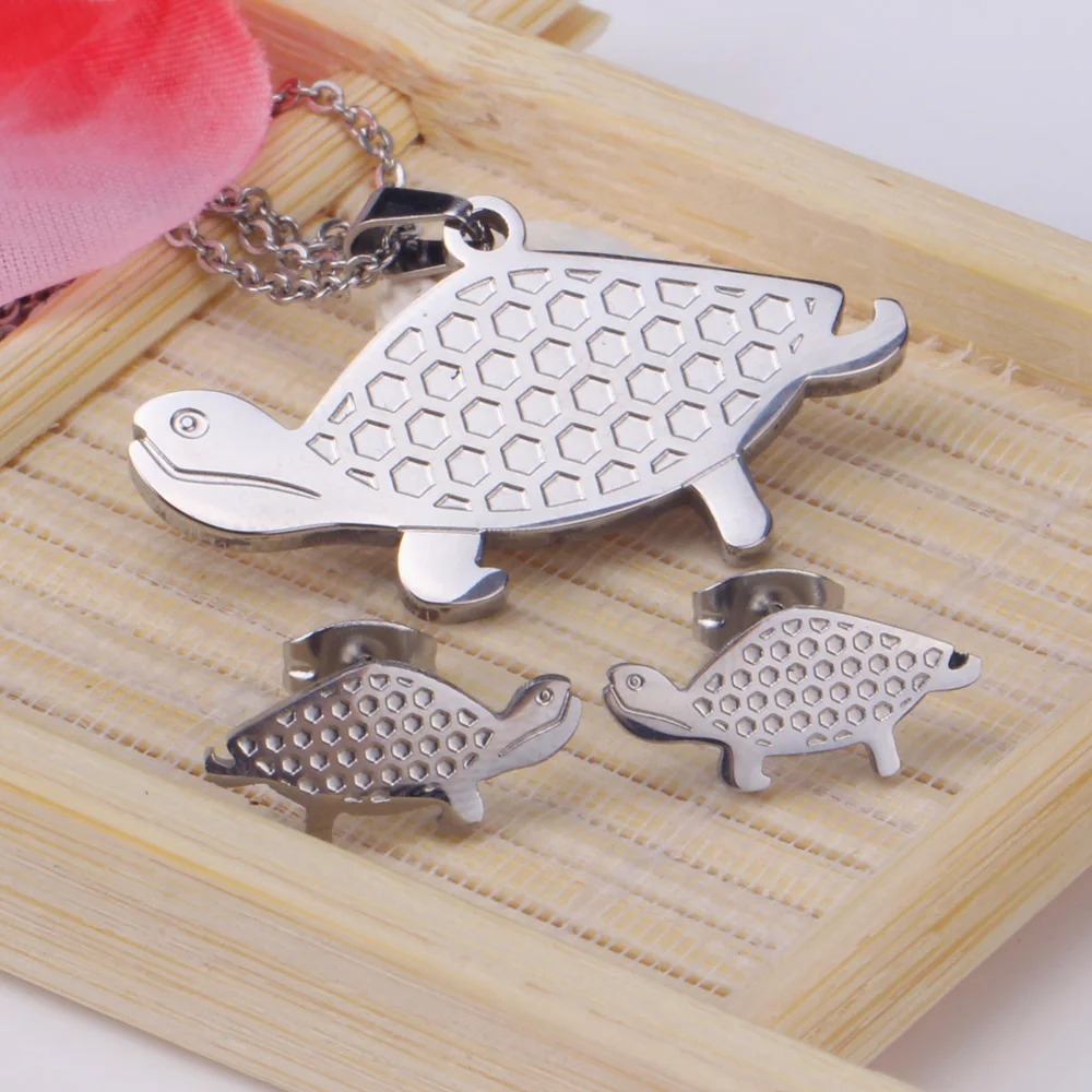 LUXUKISSKIDS ювелирные изделия из нержавеющей стали подвеска черепашка серьги