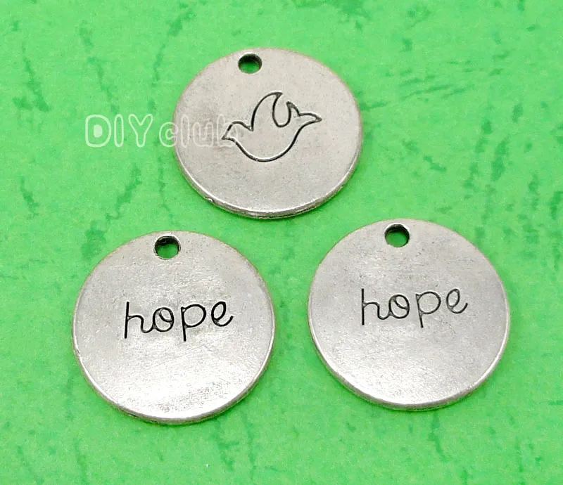 

30pcs-Antique Tibetan Silver Hope Charm Pendants 20mm