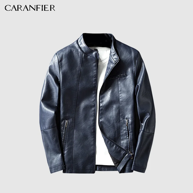 CARANFIER/2018 мужская кожаная куртка повседневное пальто для мужчин полиэстер