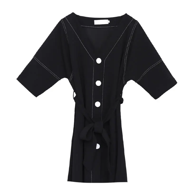 

4XL 2019 Autumn Plus Size Women Dress Half Sleeve Sexy V-neck Button Big size Dress Fashion Elegant Party Dresses Office Lady