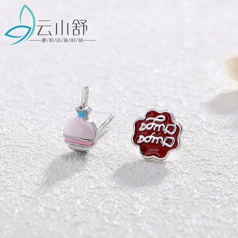 Hemiston новые S925 Серебряные Ювелирные изделия сладкие леденцы английские Eartacks год конфеты милые студенческие серьги