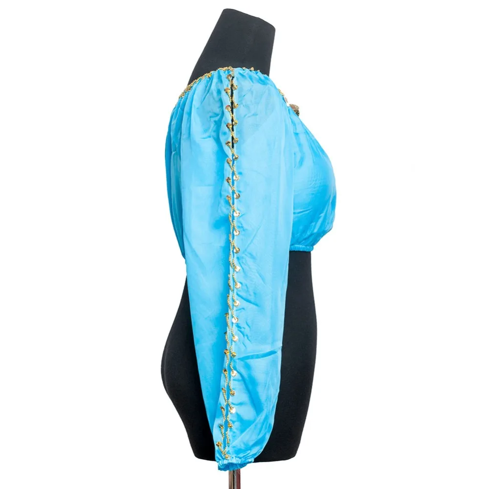 Женский костюм для танца живота тренировочный топ с длинными рукавами и бахромой