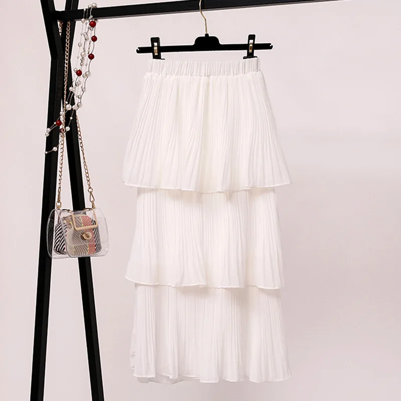 Hzirip Hot Pleated Skirt Women Solid 2018 Summer Cotton High Waist Long Sexy Casual Skirts Womens faldas mujer moda | Женская одежда