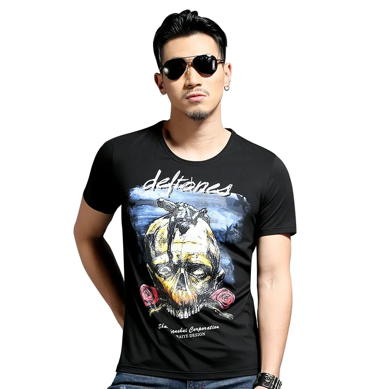 Новый летний топ мужские футболки с принтом черепа розы мужская футболка 2018 в