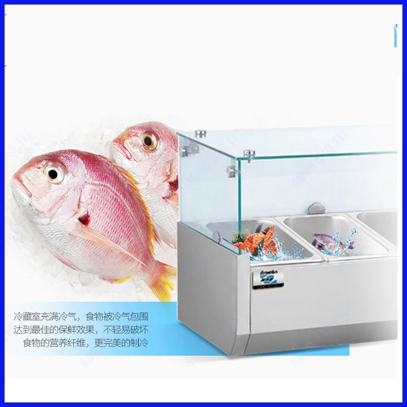 

6pans import compressor Pizza display case kitchen refrigerating showcase bench with direct cooling deep freezer