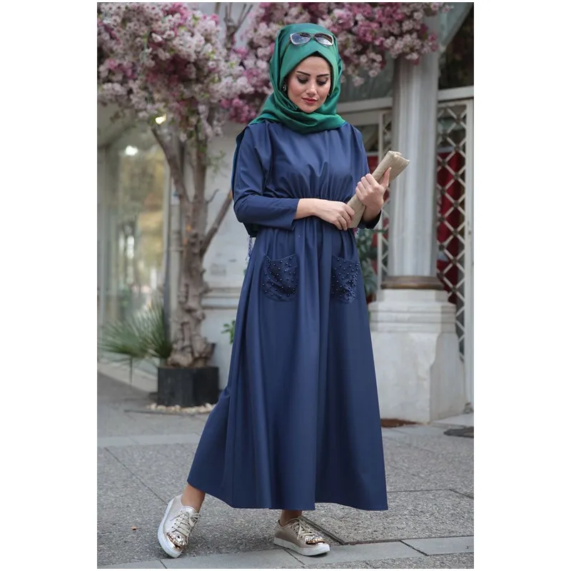 Женская мусульманская одежда Abayas макси мусульманское платье с длинным рукавом и
