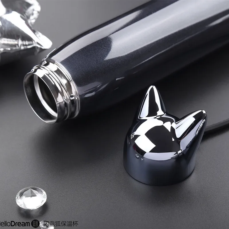 Aikesi Lightning Fox Mug with Strap Solid Color Cool Student Stainless Steel Gift Cup Couple Thermos Bottle | Дом и сад