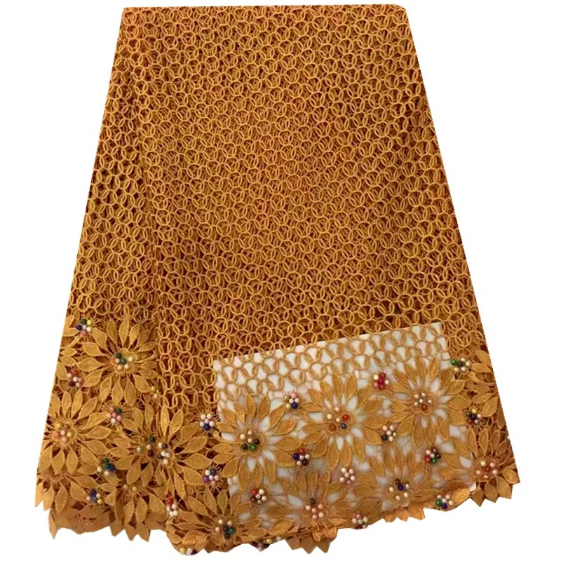 Оранжевый цвет вышитые сетчатые кружевные ткани 2017 африканские шнурки шнур