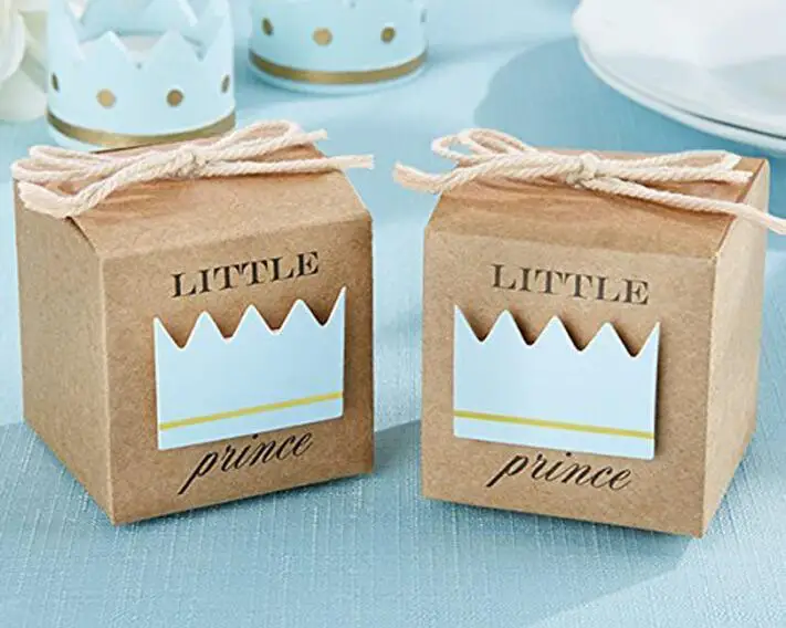 Baby Shower Newborn Baby Candy Box Little Prince Little Princess Crown Candy Boxes Lovely Babyshower Party Gift Boxes