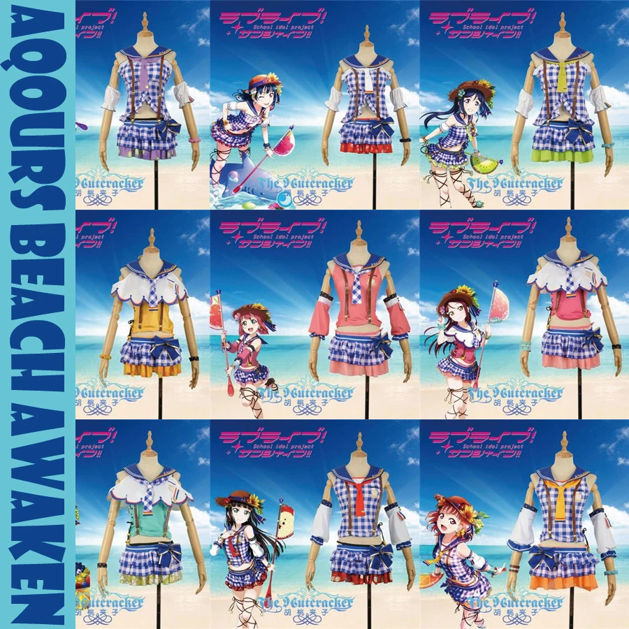 Аниме Love live!Sunshine!Aqours пляж Пробуждение все 9 фигурок Рубин Чика Dia Униформа