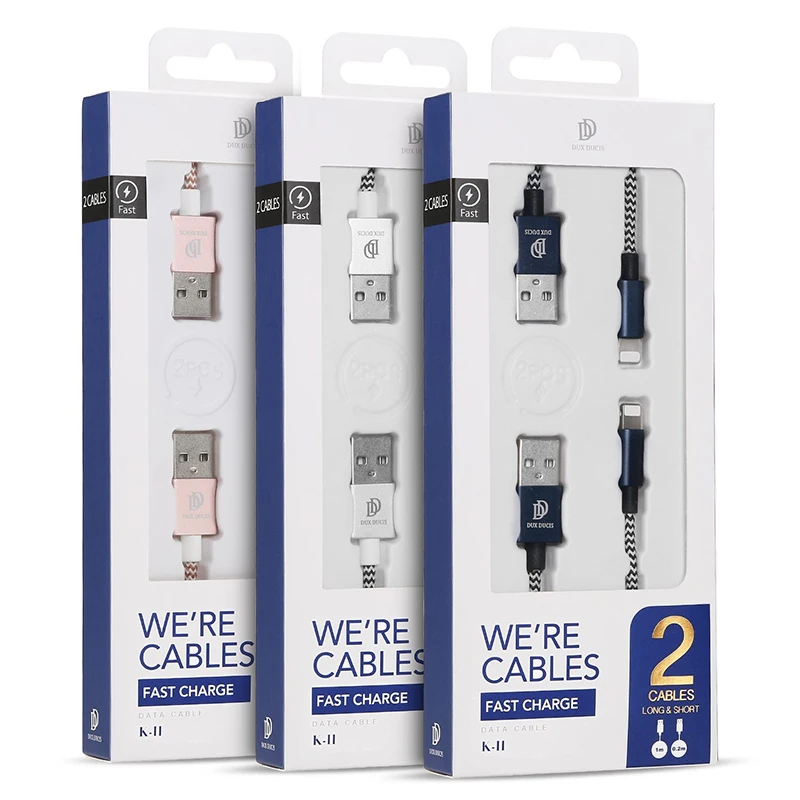 DUX DUCIS 2Pcs USB Cable for iPhone 7 8 Plus X Data Fast Charging Wire 6 6s Xs Max Long & Short Charger 1m 0.2m | Мобильные