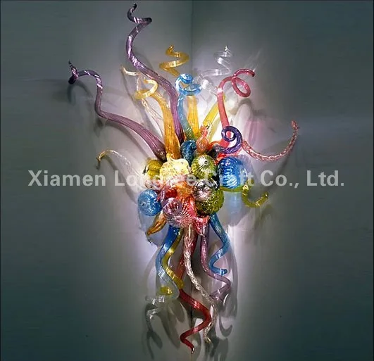 

Modern Custom Made Decorative Style Colorful Hand Blown Glass Shade Wall Lamp