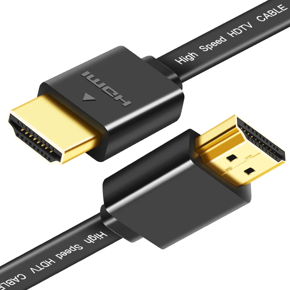 Позолоченный штекер Тонкий HDMI плоский кабель 1080p 3D Male-Male 0,3 m 0,5 M 1M 1,5 M высокоскоростной HDMI кабель с разрешением для HDTV PC xbox DVD