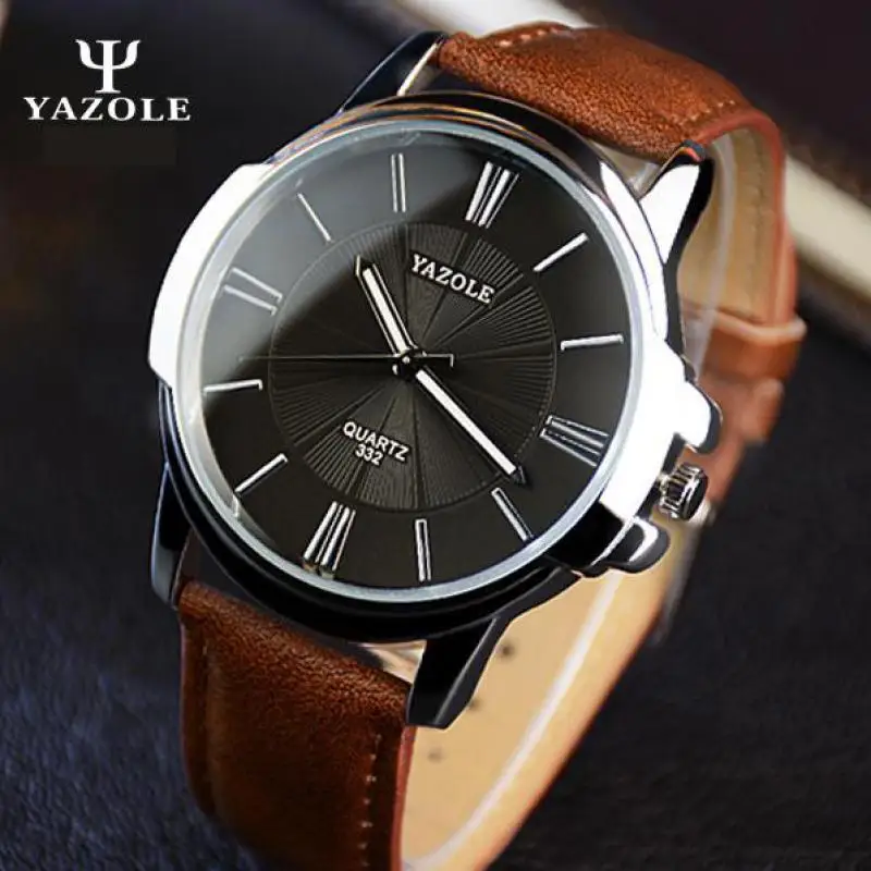 Мужские кварцевые наручные часы YAZOLE 100% оригинальные ударопрочные с круглыми