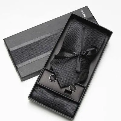 black Комплект из 3 предметов, Одноцветный тонкий мужской коммерческий комплект галстуков, деловой галстук Мужские галстуки Галстук мужской галстук - Цвет: black
