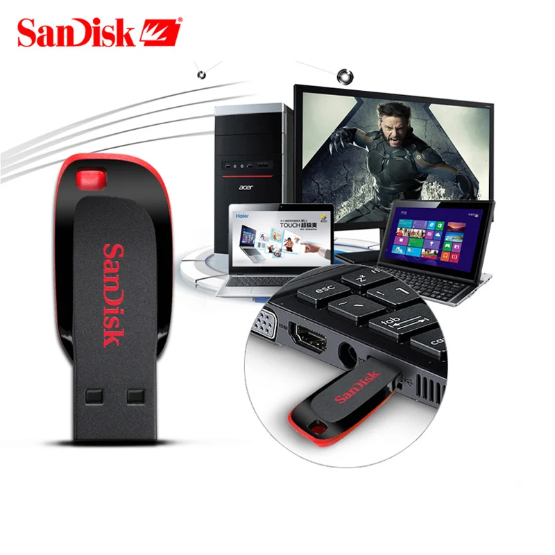 SanDisk CZ50 карта памяти usb 2 0 Водонепроницаемый флеш-накопитель 128 ГБ u-диск Флешка 64 32