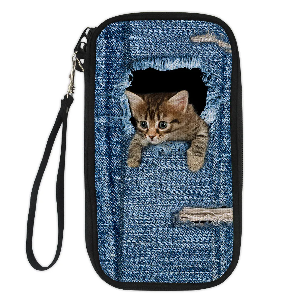 FORUDESIGNS Demin Cat Длинные дизайнерские кошельки Многофункциональные повседневные брендовые Визитницы для женщин с 3D принтом Собаки Сумки для карт - Цвет: C3301Z6