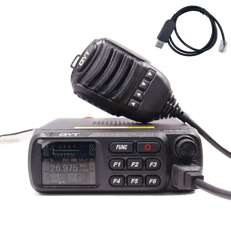 add usb cable QYT CB-27 CB радио 26,965-27,405 МГц AM/FM 12/24V 4 W ЖК-дисплей Экран shortware Citizen Band мульти-нормы Ham Мобильная радиостанция CB сертификатом от сертификационной 27 - Цвет: add usb cable