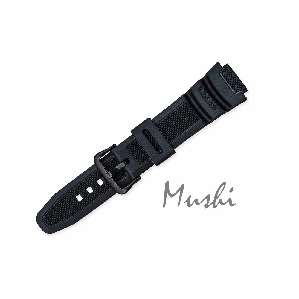 Каучуковый ремешок для объектива с оптическими зумом Casio AE-1000w AQ-S810W SGW-400H/SGW-300H силиконовый ремешок для часов булавки Туфли с ремешком и пряжкой часы на запястье браслет цвета: черный