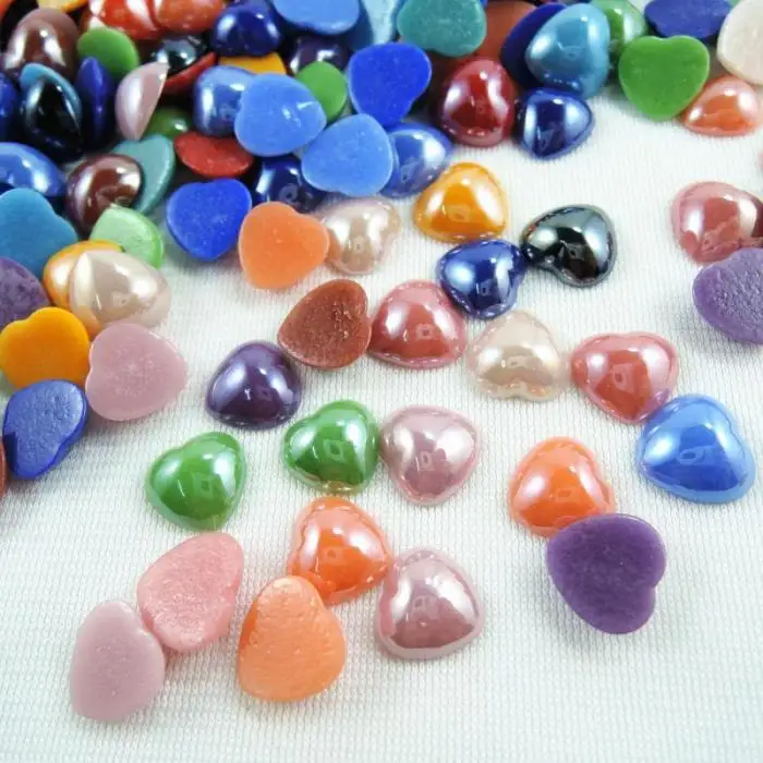 Смешанные цвета 12 мм 50 шт блестящее сердце плоская спина кабошон стеклянные