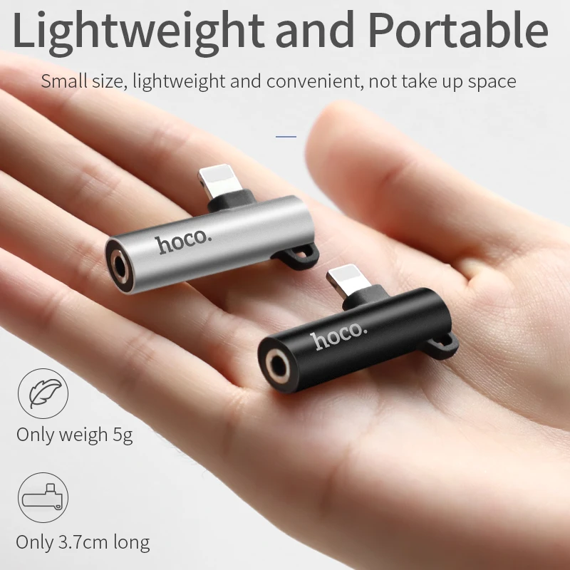 HOCO Aux Audio Adapter for Lightning to 3.5mm Jack Adapter 2in1 Fast Charging Headphone Earphone Adapter for iPhone Xs Max XR X