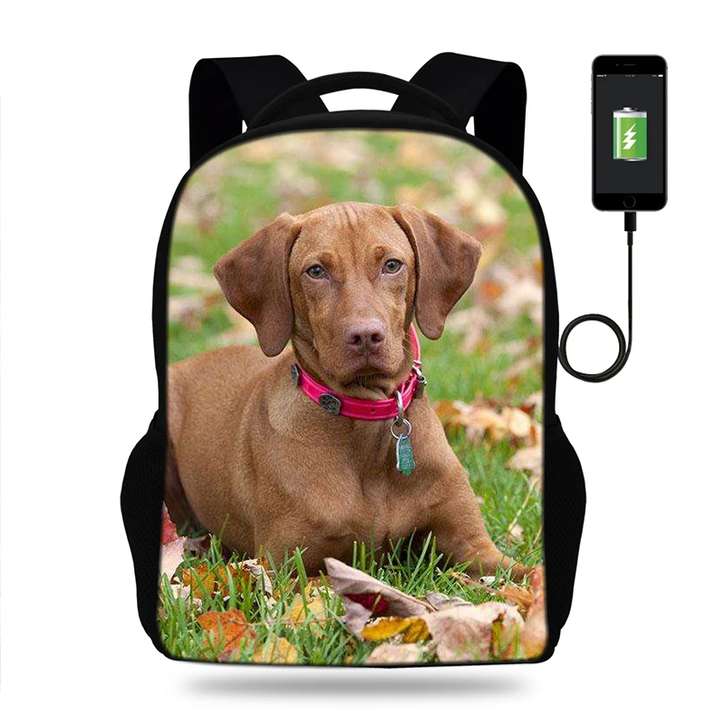 Животные собака vizsla принт рюкзак для подростков мальчиков/девочек мужской
