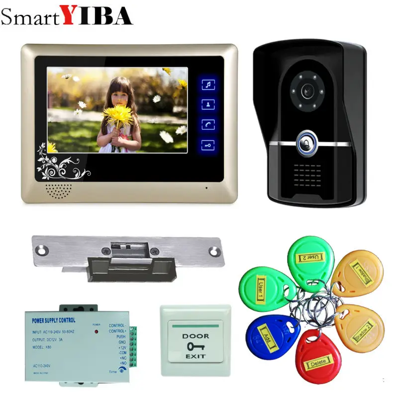 SmartYIBA домашний 1 монитор дверной звонок Домофон 7 ЖК видео домофон комплект 1000TVL RFID